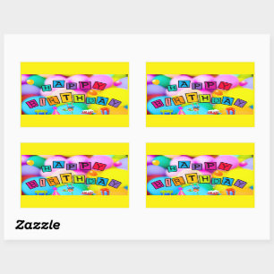 Adesivo Retangular Celebrando Feliz Aniversário