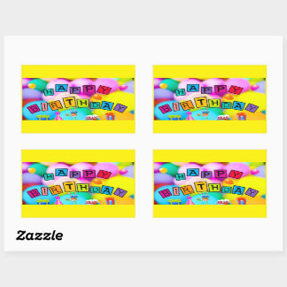 Adesivo Retangular Celebrando Feliz Aniversário