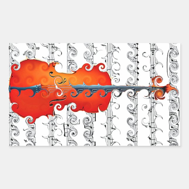 Adesivo Retangular Cello & I Rock! (Frente)