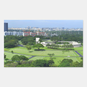 Adesivo Retangular Cemitério e memorial americanos de Manila mim