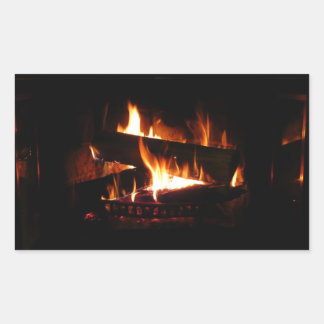 Adesivo Retangular Cena de Inverno Quente com Lareira para Fotografia