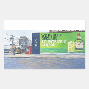 Adesivo Retangular Cena Urbana com Rua. Mural da Estação de Patrick