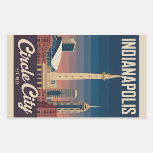 Adesivo Retangular Cenário Urbano Retro de Indianapolis Indiana Viage