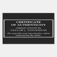 Certificado de autenticidade do Eterno preto