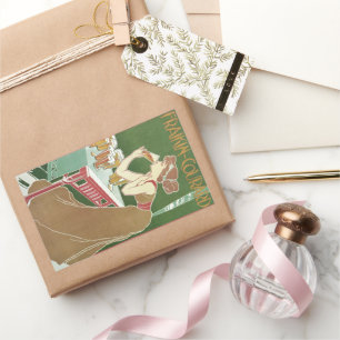 Adesivo Retangular Cerveja Art Nouveau Vintage Brasserie Fraikin-Cour