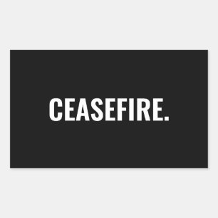 Adesivo Retangular Cessar-fogo texto branco negro minimalista anti-gu