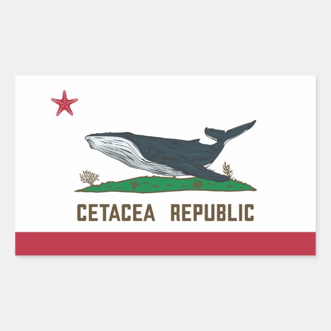 Adesivo Retangular Cetacea República Baleia Bandeira Rorqual (Frente)