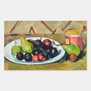 Adesivo Retangular Cezanne - Placa com Fruta e Pote de Preserva