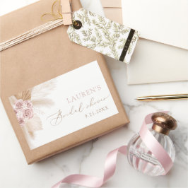 Adesivo Retangular Chá de Bebê Boho com Grama Pampas