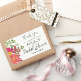 Adesivo Retangular Chá de Bebê Floral de Verão Obrigado 