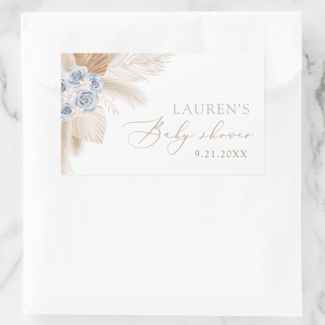 Adesivo Retangular Chá de fraldas Boho Pampas Grass Boy (Bolsa)