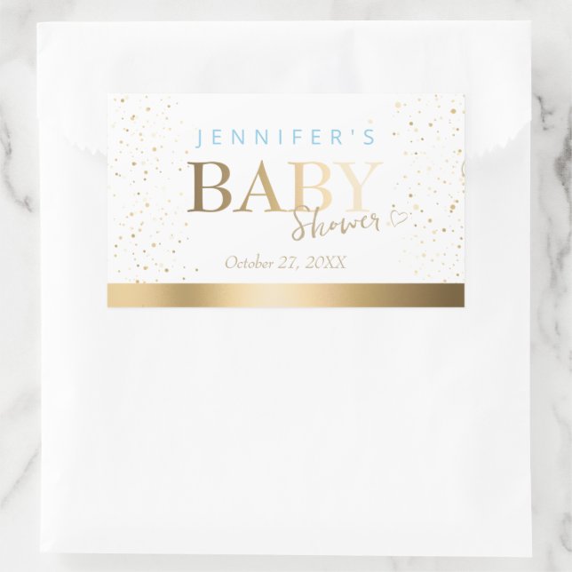 Adesivo Retangular Chá de fraldas Dourado Sparkle Boy (Bolsa)