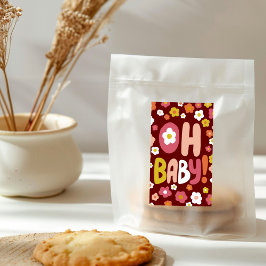 Adesivo Retangular CHÁ DE FRALDAS Groovy Daisies Floral PERSONALIZADO