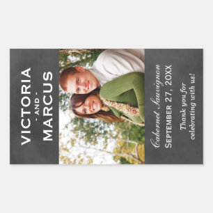 Adesivo Retangular Chalkboard Wedch Wine Botle Monograma Favor