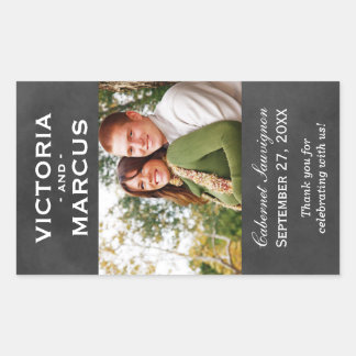 Adesivo Retangular Chalkboard Wedch Wine Botle Monograma Favor