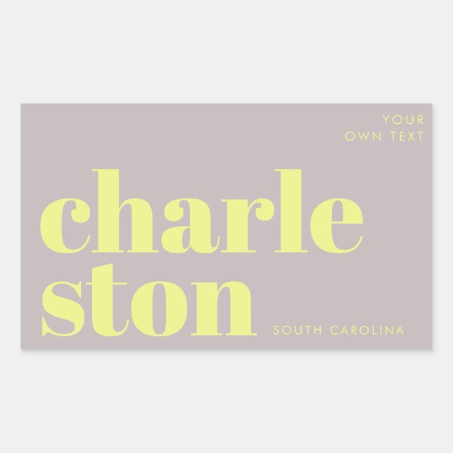 Adesivo Retangular Charleston South Carolina tipografia (Frente)