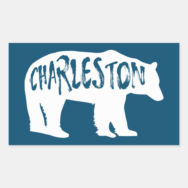 Adesivo Retangular Charleston West Virginia Bear (Frente)