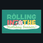 Adesivo Retangular Charlie Brown | Rolando para a temporada de Férias<br><div class="desc">As designs de Natal de Charles Schulz,  que incluem os amendoins,  capturam a essência da inocência infantil e o espírito que anima a época de férias.</div>