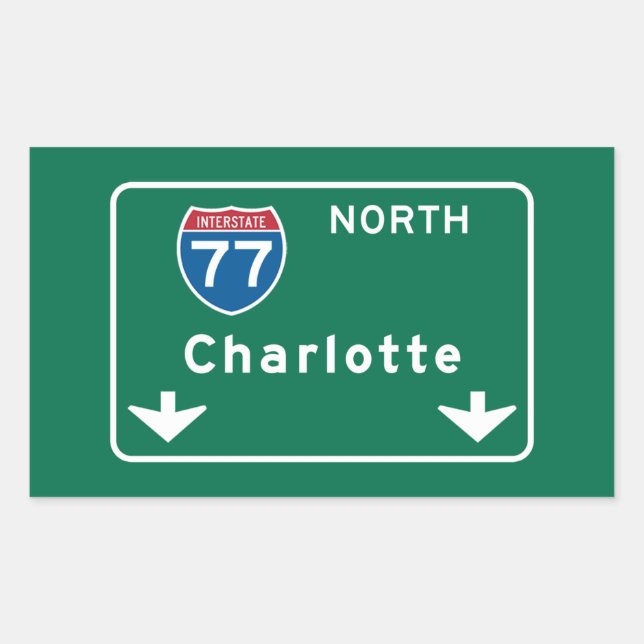 Adesivo Retangular Charlotte, NC Road Sign (Frente)