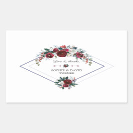 Adesivo Retangular Charm Geométrico Burgundy Floral Marinho Casamento
