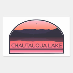 Adesivo Retangular Chautauqua Lake New York Red Sunrise