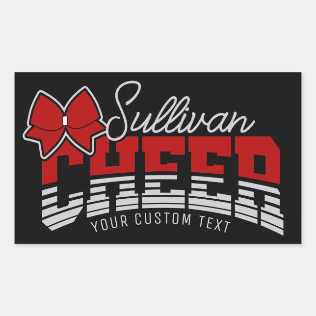 Adesivo Retangular Cheerleader de atleta da Escola de NOME ADD da Equ (Frente)