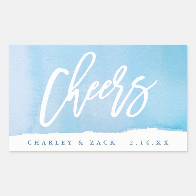 Adesivo Retangular "Cheers Watercolor Mini Wine, Mini Champagne Label (Frente)