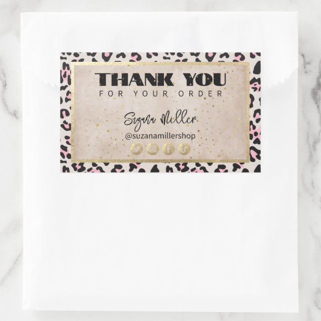 Adesivo Retangular Cheetah Pattern E Dourada Vintage (Bolsa)