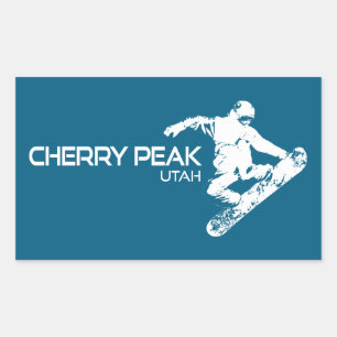 Adesivo Retangular Cherry Peak Resort Utah Snowboarder