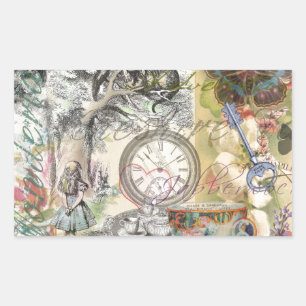 Adesivo Retangular Cheshire Cat Alice Wonderland Classic