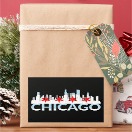 Adesivo Retangular Chicago Illinois Silhouette 4 Stars Viagens vintag