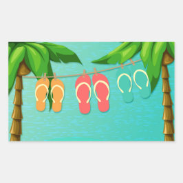 Adesivo Retangular Chinelos tropicais