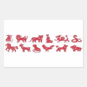 Adesivo Retangular Chinese Horoscope Animals