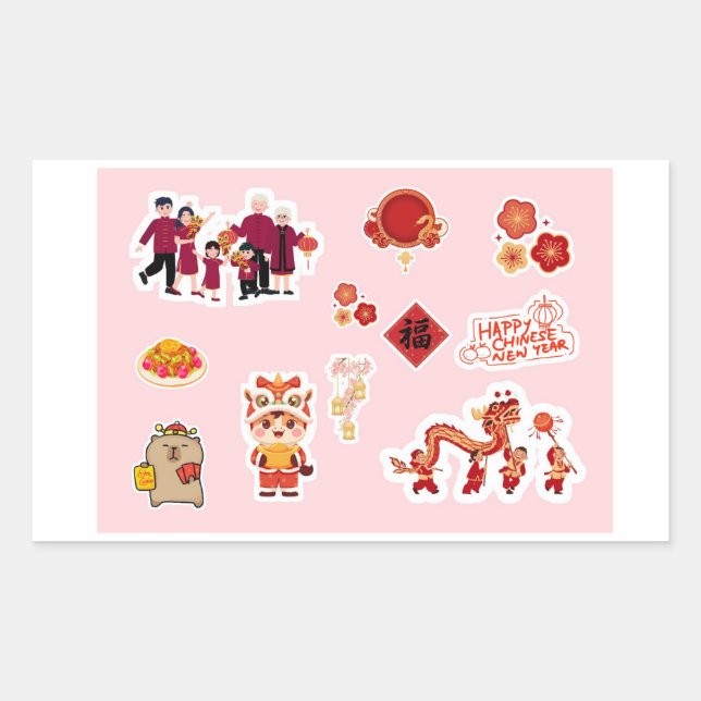 Adesivo Retangular Chinese Theme Digital Stickers | Country Edition (Frente)