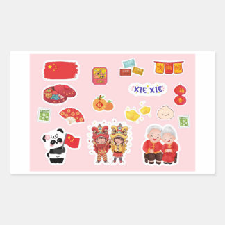 Adesivo Retangular Chinese Theme Digital Stickers  | Country Edition
