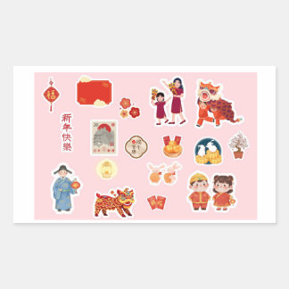 Adesivo Retangular Chinese Theme Digital Stickers  | Country Edition