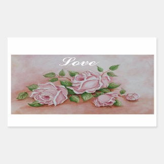 Adesivo Retangular Chique Love Vintage Pink Roses Stickers