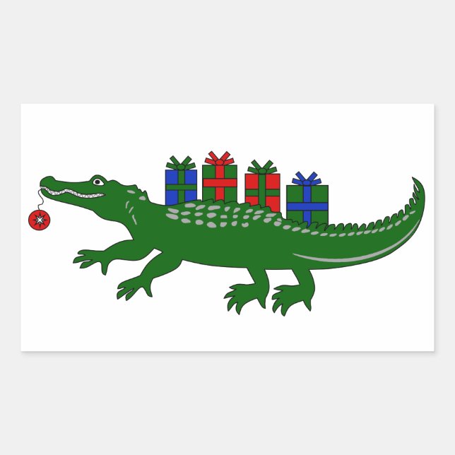 Adesivo Retangular Christmas Alligator Stickers (Frente)