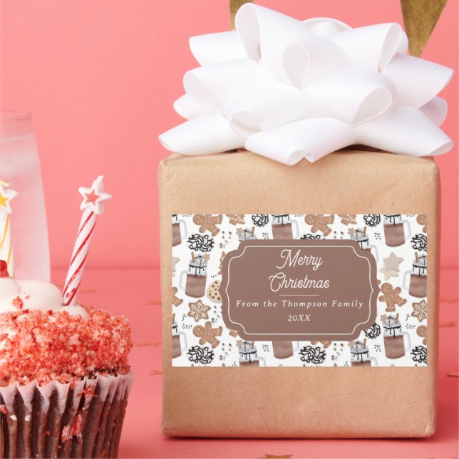 Adesivo Retangular Christmas Cookies and Hot Cocoa Holiday Baking (Festa)