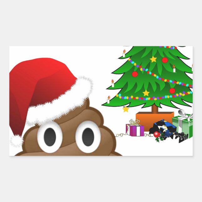 Adesivo Retangular christmas poo emoji (Frente)