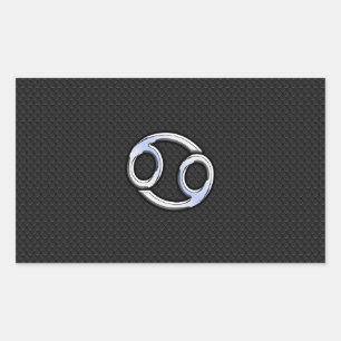 Adesivo Retangular Chrome Like Cancer Sinal Zodiac em Preto