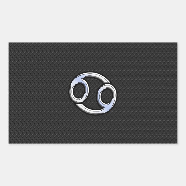 Adesivo Retangular Chrome Like Cancer Sinal Zodiac em Preto (Frente)