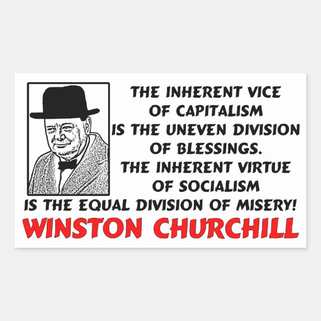 Adesivo Retangular Churchill: Socialismo É Miséria! (Frente)