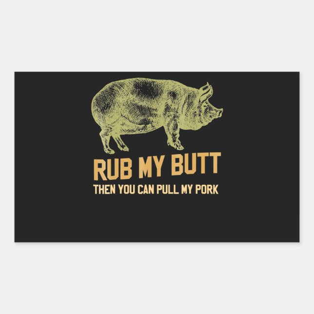 Adesivo Retangular Churrasco | CHURRASCO Grill Pig Funny Pork Id Fuma (Frente)