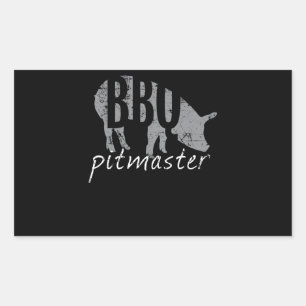 Adesivo Retangular Churrasco   CHURRASCO Pitmaster Pig Grill Fars Day