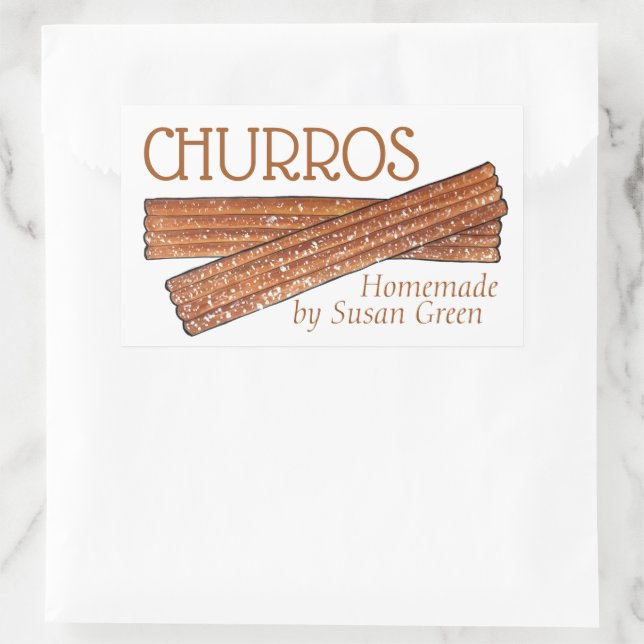 Adesivo Retangular Churros Fried Churro, Fabricado Por (Bolsa)