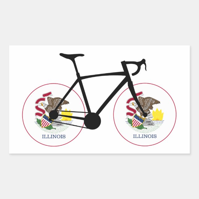 Adesivo Retangular Ciclismo com a Bandeira de Illinois (Frente)