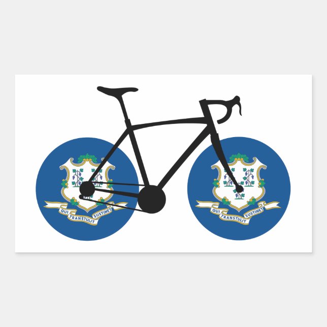 Adesivo Retangular Ciclismo da Bandeira de Connecticut (Frente)
