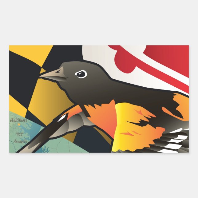 Adesivo Retangular Cidadão Oriole, pássaro estadual de Maryland (Frente)