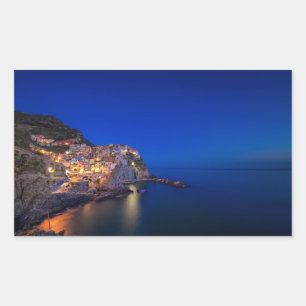 Adesivo Retangular Cidade de Manarola no Cinque Terre na noite